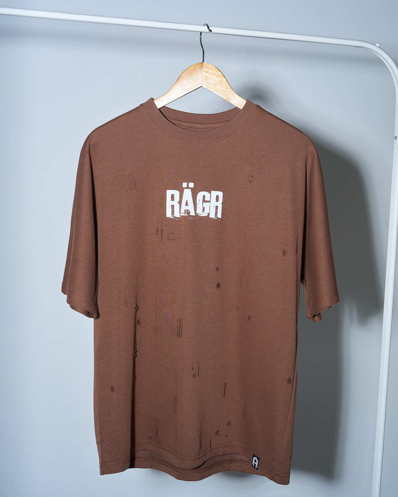 Distressed T Shirt- Brown