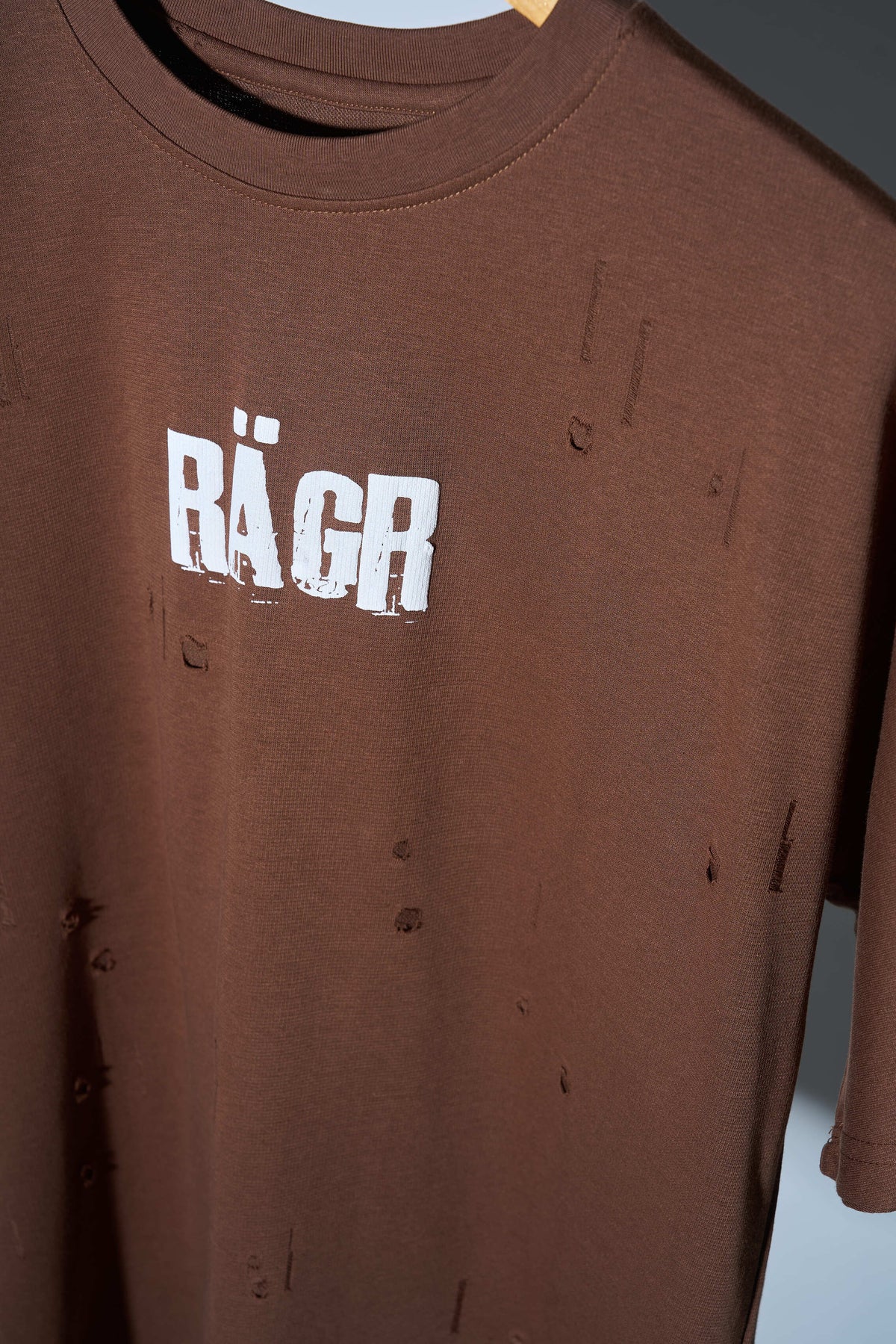 Distressed T Shirt- Brown