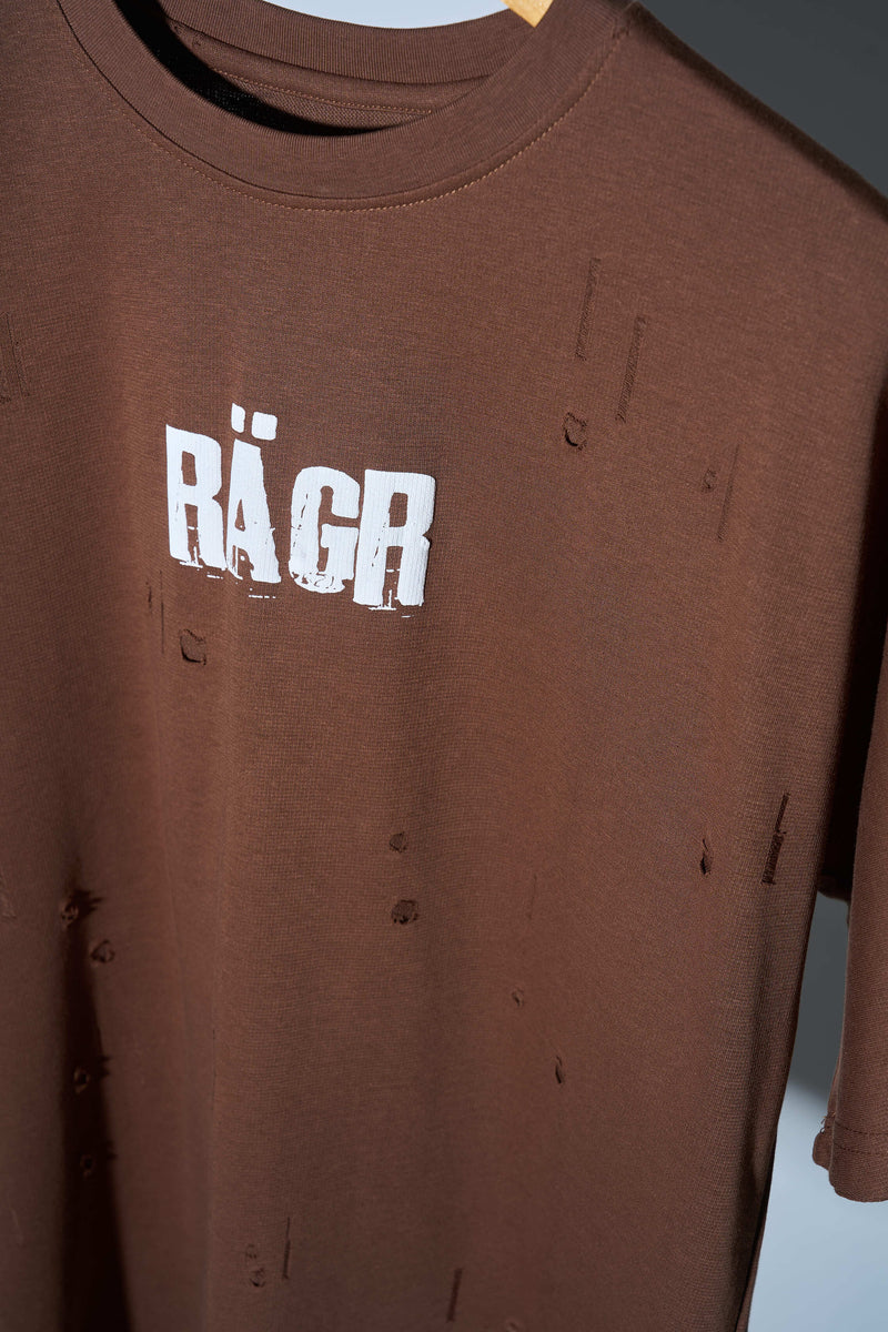 Distressed T Shirt- Brown
