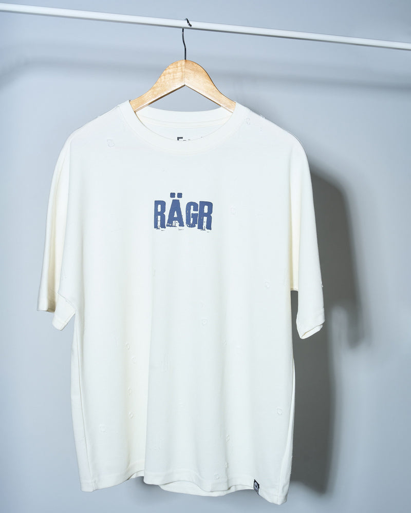 Distressed T Shirt- Cream