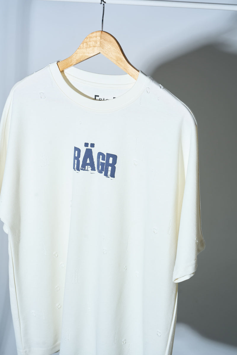 Distressed T Shirt- Cream