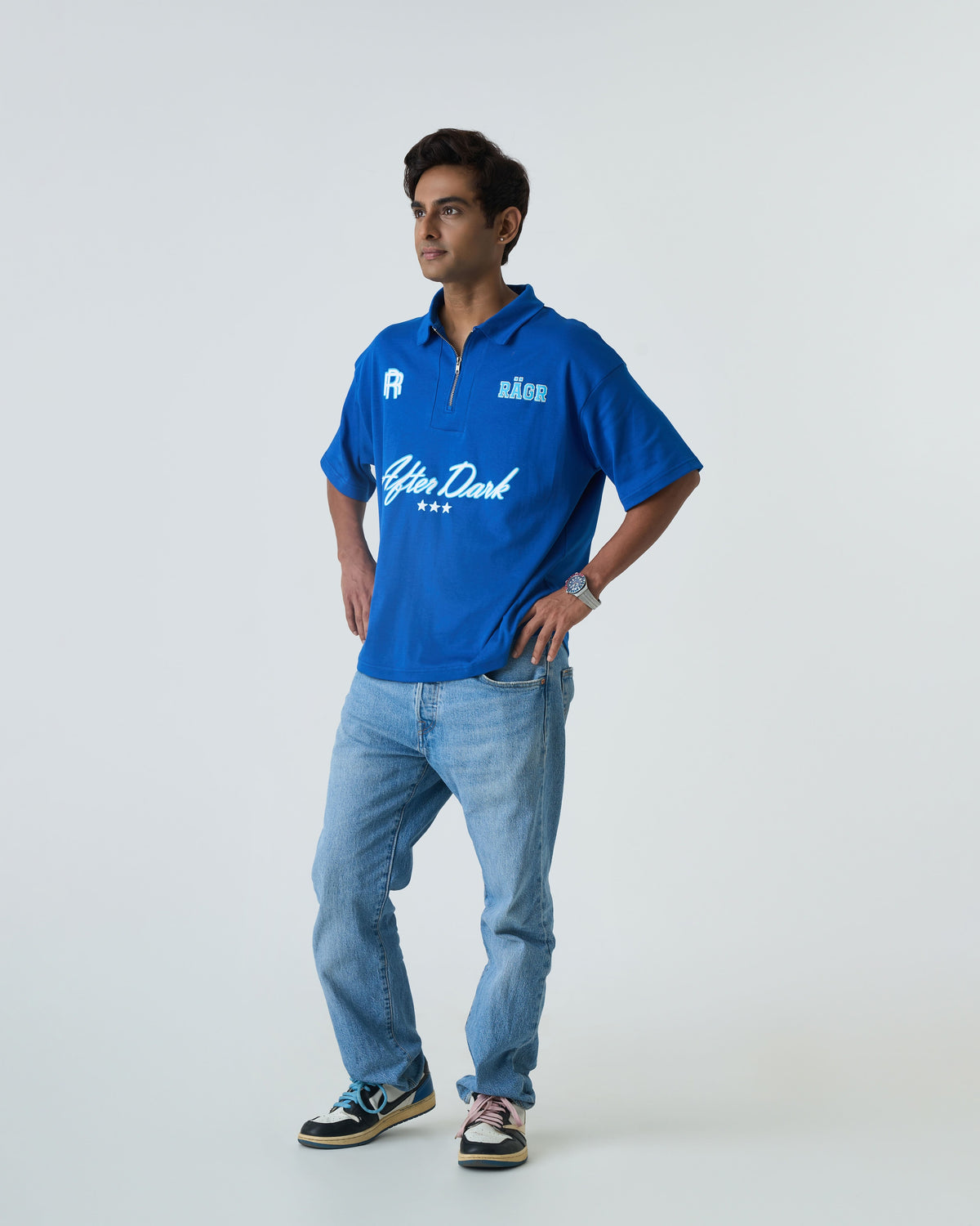 After Dark Polo T Shirt- Blue