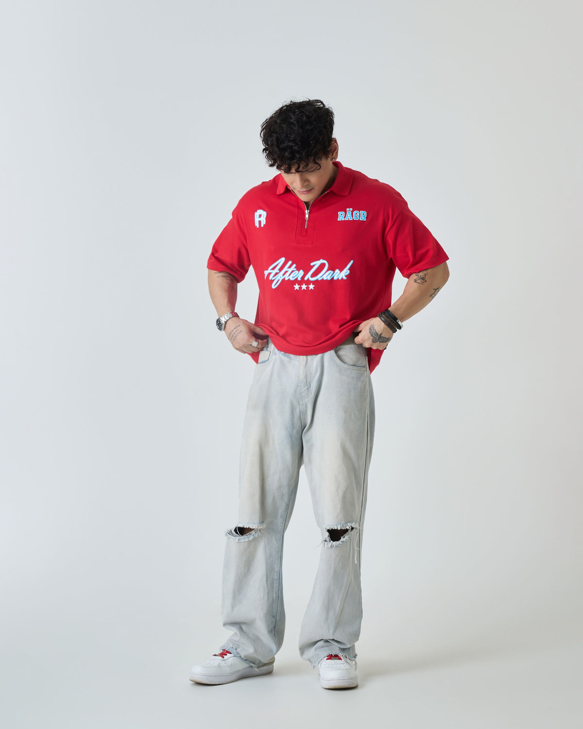 After Dark Polo T Shirt- Red