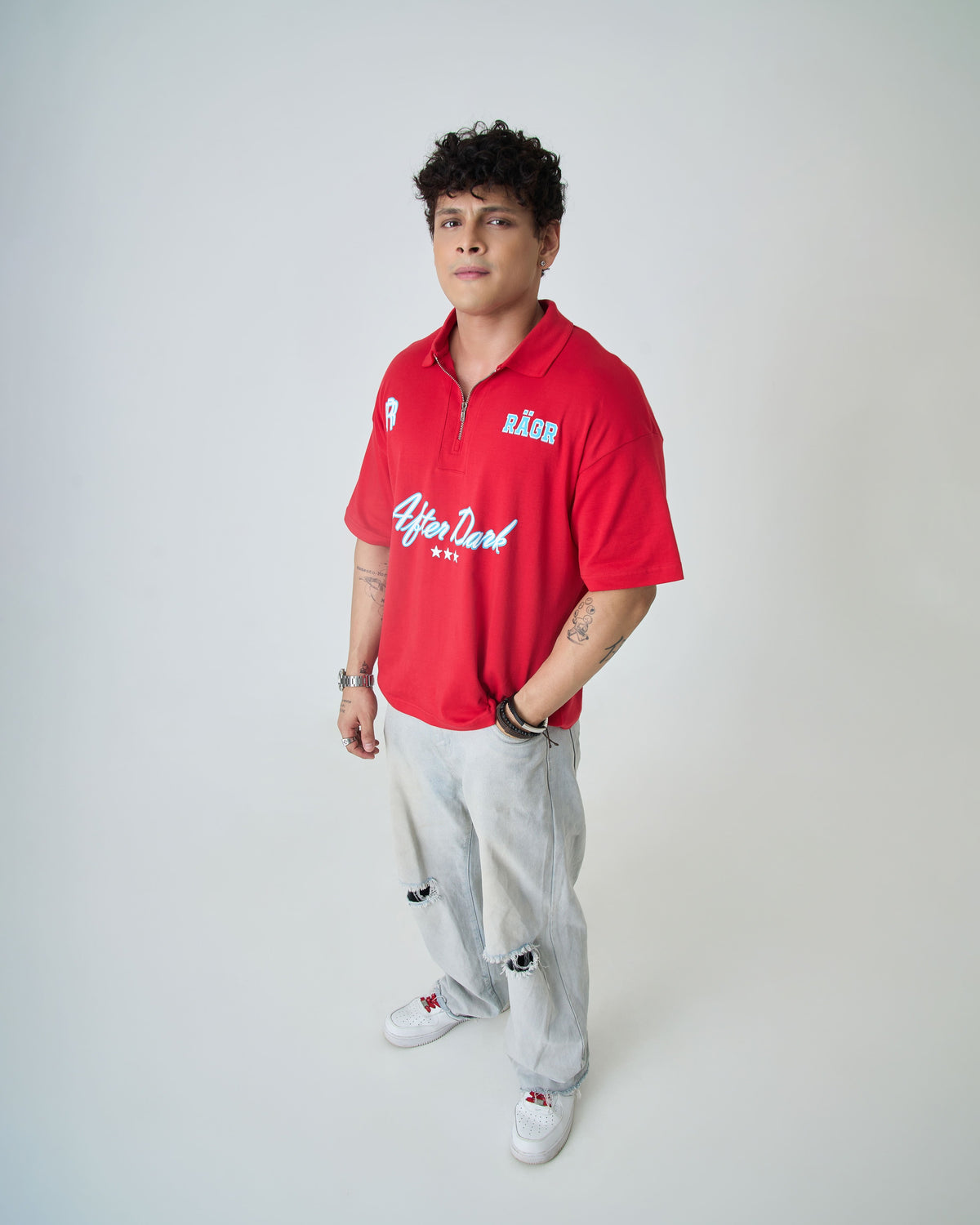 After Dark Polo T Shirt- Red