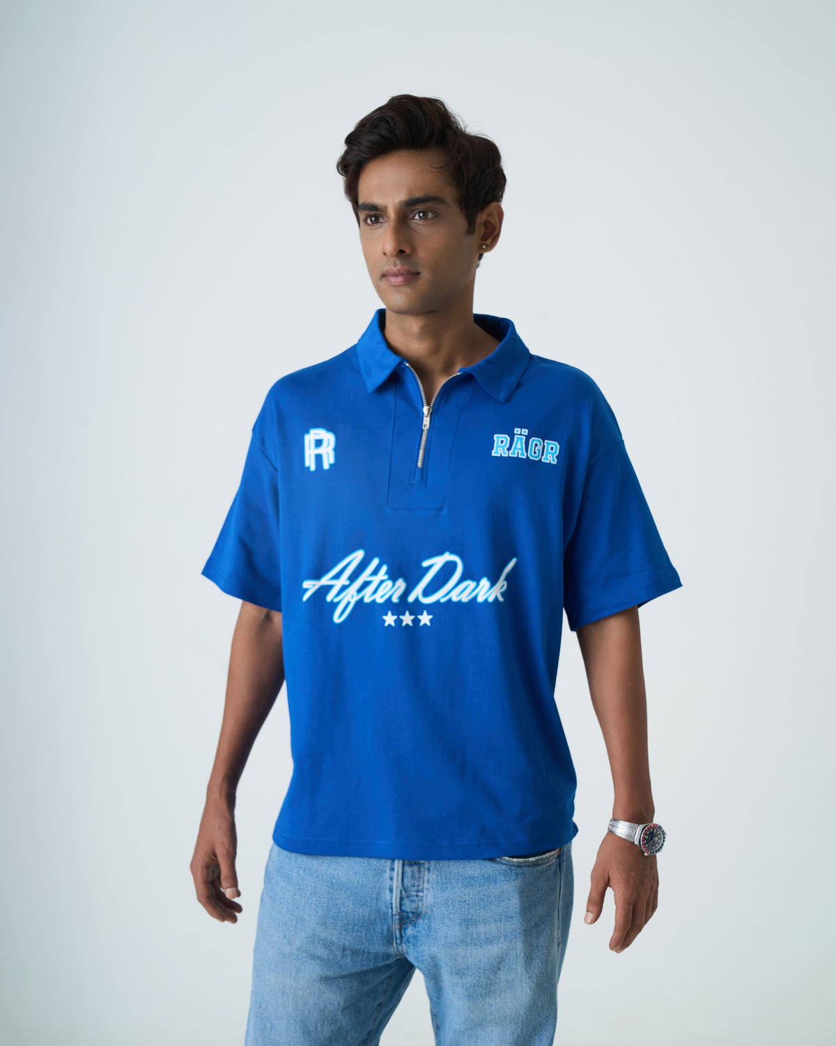 After Dark Polo T Shirt- Blue