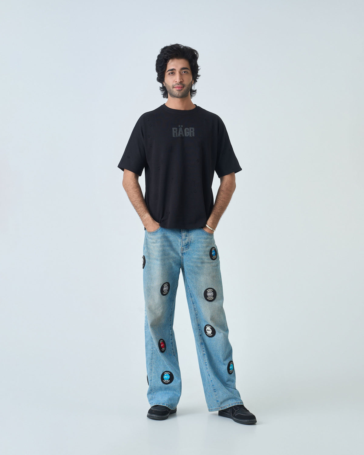 Distressed T Shirt- Black