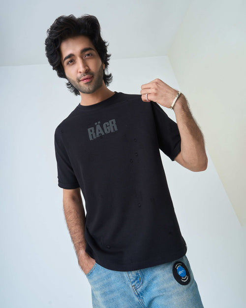 Distressed T Shirt- Black