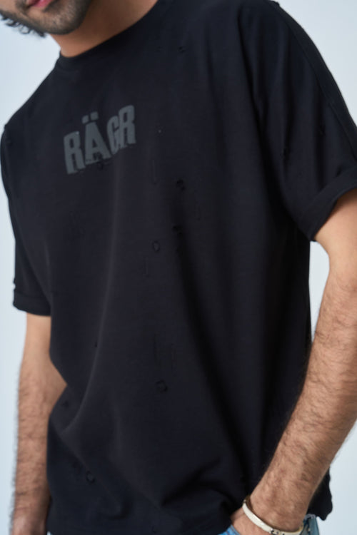 Distressed T Shirt- Black