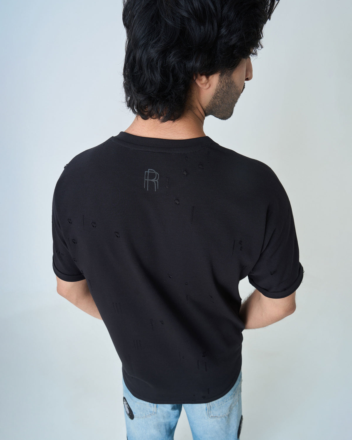 Distressed T Shirt- Black