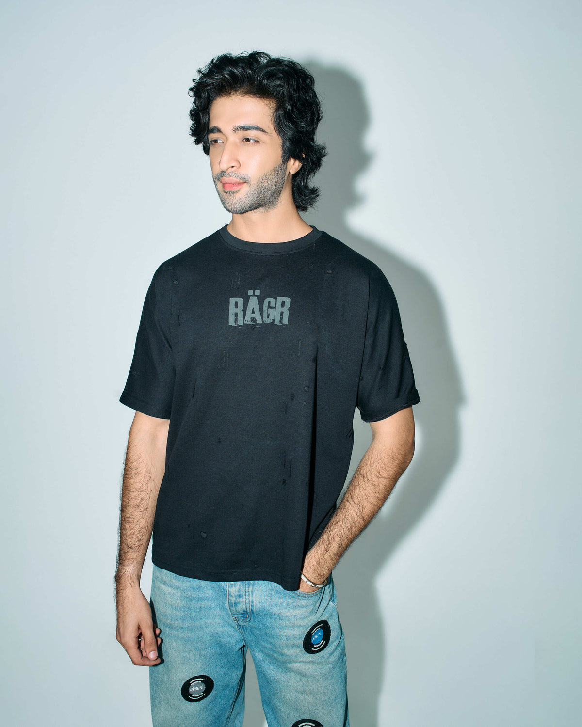 Distressed T Shirt- Black