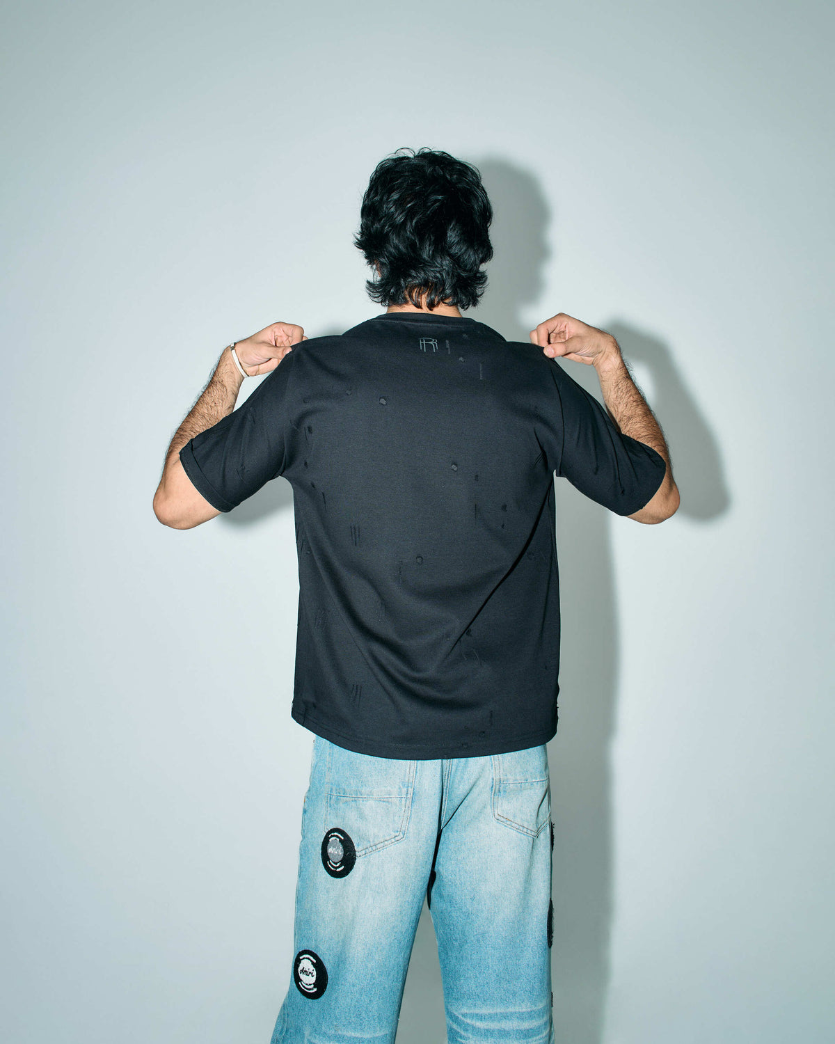 Distressed T Shirt- Black