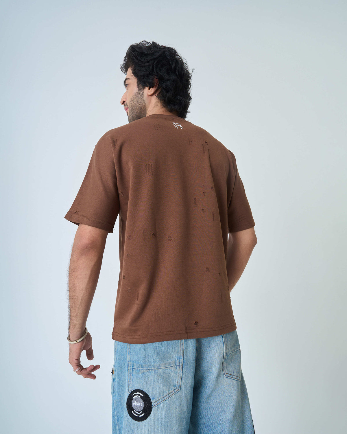 Distressed T Shirt- Brown