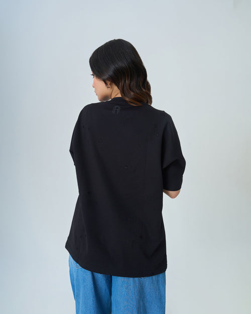 Distressed T Shirt- Black