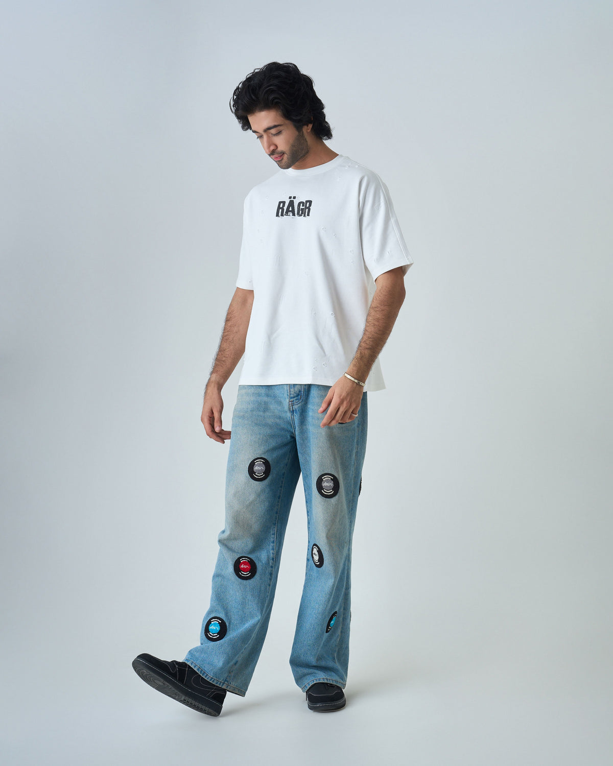 Distressed T Shirt- White