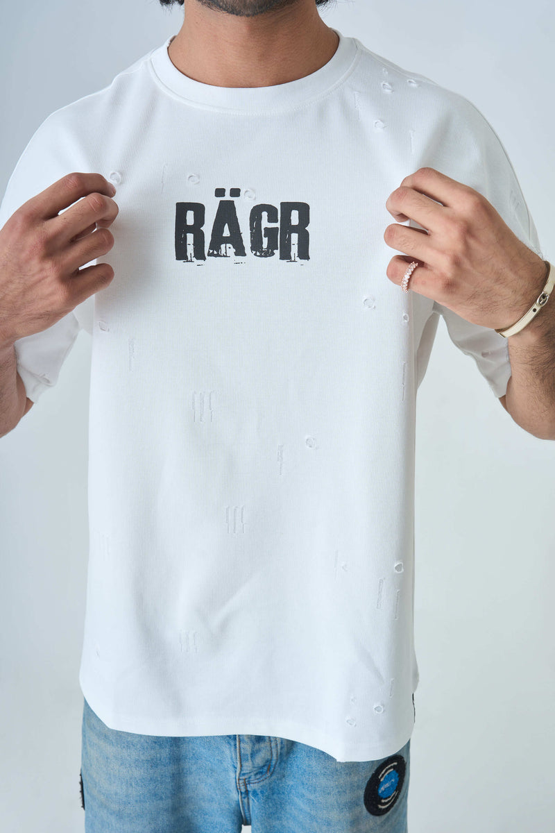 Distressed T Shirt- White