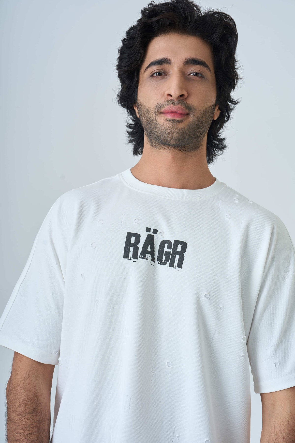 Distressed T Shirt- White