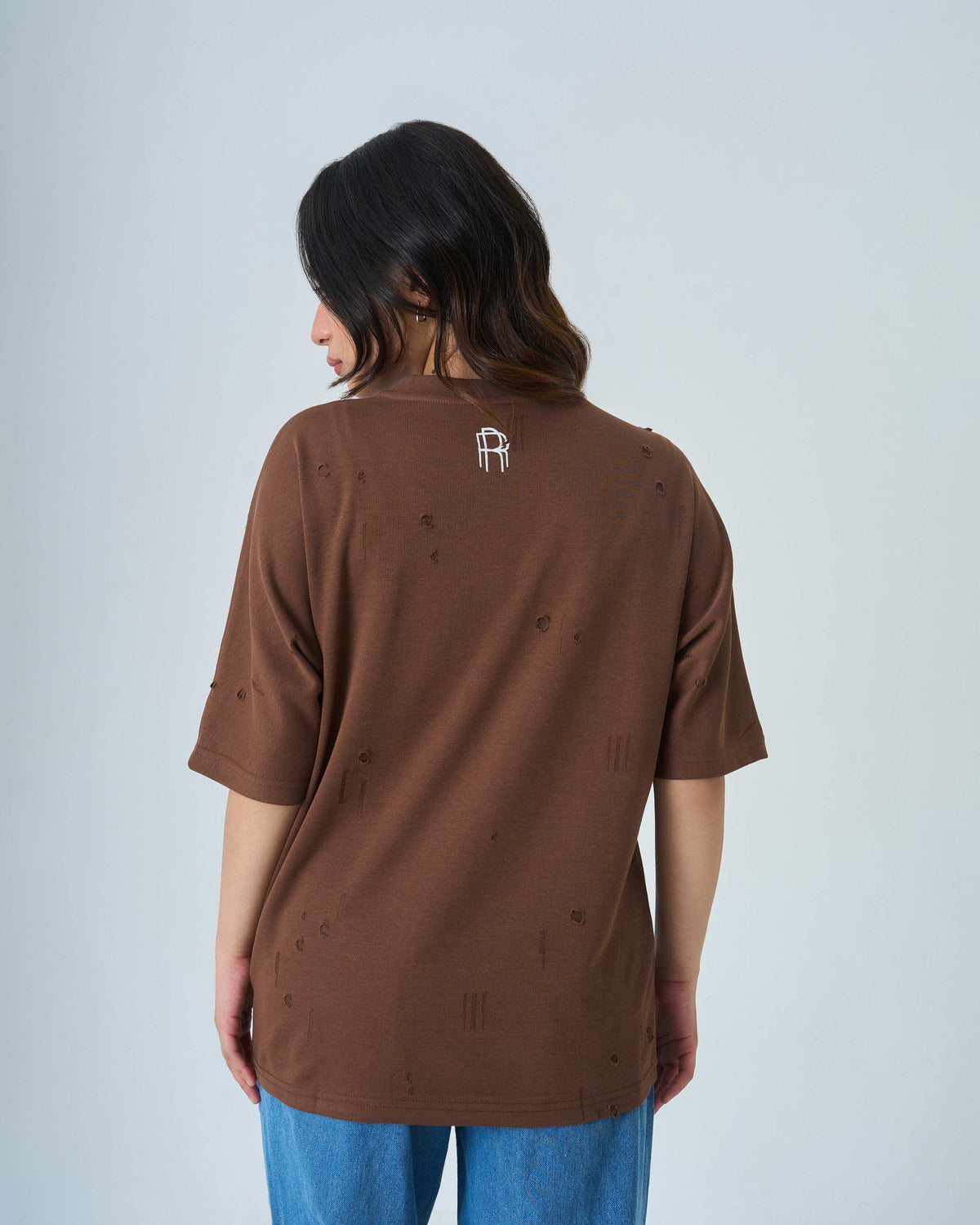 Distressed T Shirt- Brown