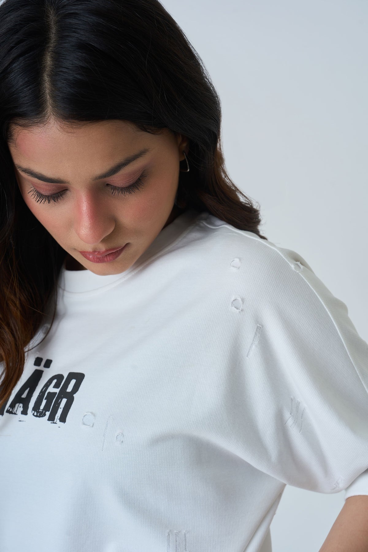 Distressed T Shirt- White