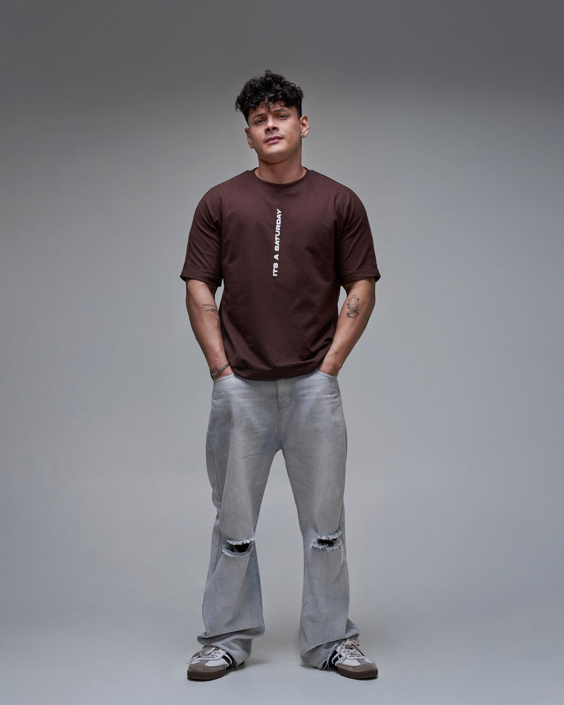 It's a Saturday' T shirt - Coffee