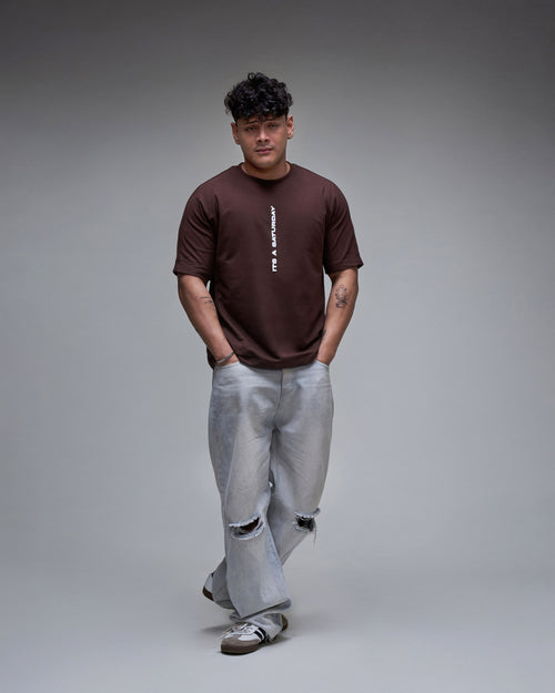 It's a Saturday' T shirt - Coffee