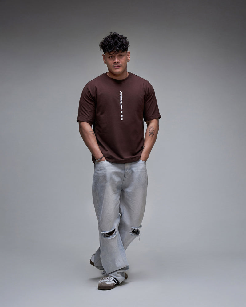 It's a Saturday' T shirt - Coffee