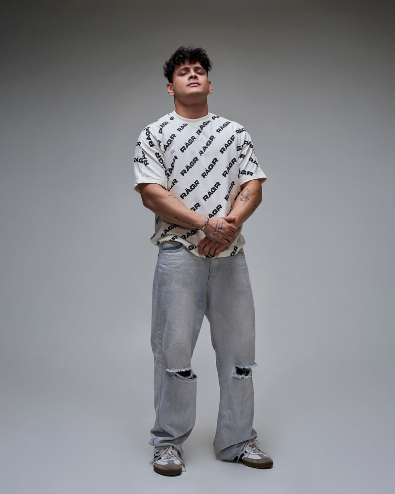 All Over Logo T shirt - Antique White