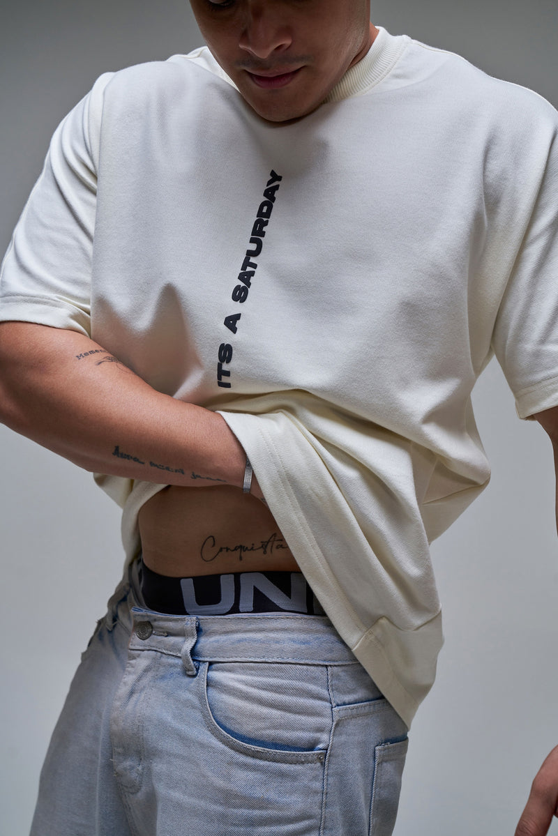 It's a Saturday' T shirt- Antique White
